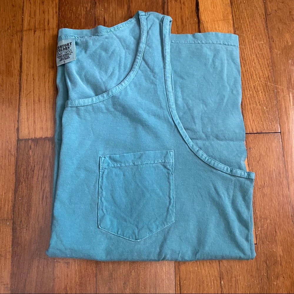 🎆3/$10🎆 Comfort Colors Seafoam Pocket Muscle Tank Top